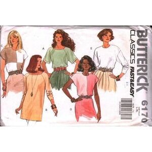 Butterick 6170 Sewing Pattern Misses Pullover Top Tunic Color Block Size L-XL